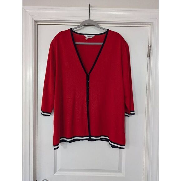 Exclusively Misook Cardigan‎ women's size 2X red blue patriotic plus size - Picture 1 of 10